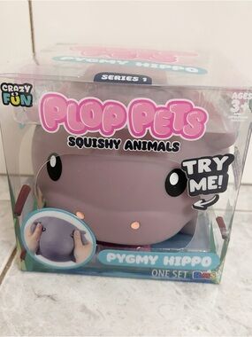 Crazy Fun Plop Pets Pygmy Hippo Squish Fidget Toy NWT